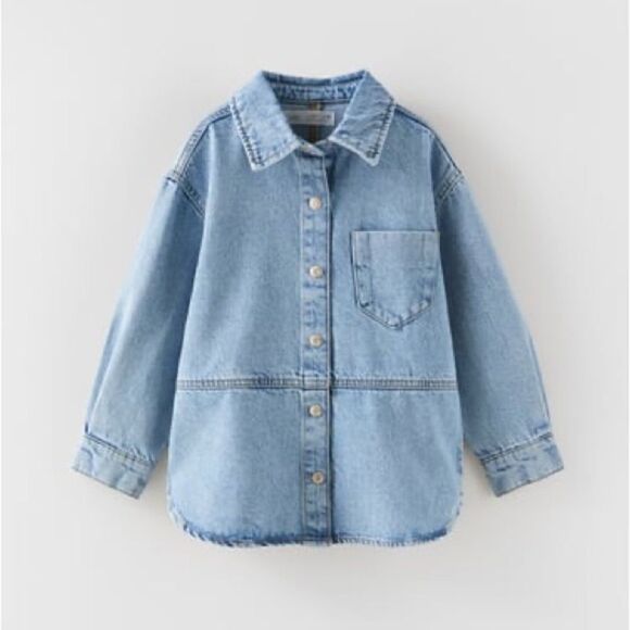 ZARA DENIM Girl 
OVERSHIRT WITH POCKET size 13-14 - Picture 1 of 11
